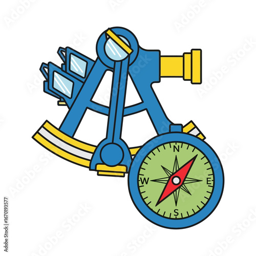 Navigational instrument guiding direction a compass showing the way across the sea for maritime adventures symbolizing exploration and discovery.