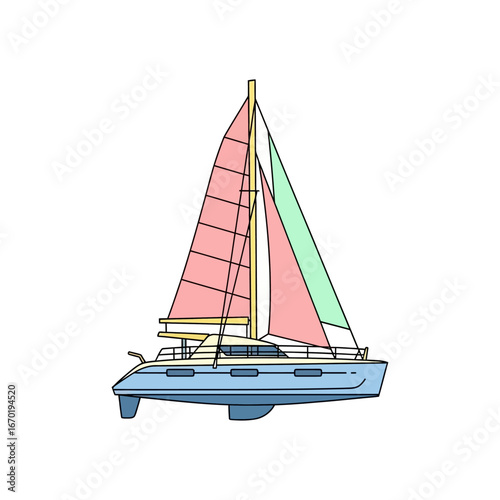 sailing catamaran enjoying sunny weather cruising on a sailing catamaran on the open sea perfect for travel blogs promoting maritime tourism and cruises