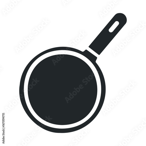Silhouette of a frying pan with handle for cooking and kitchenware design