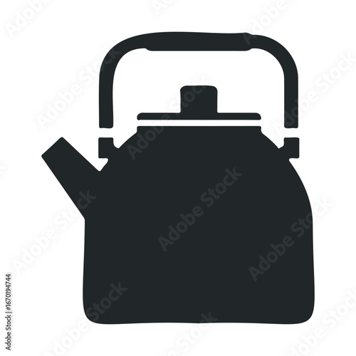 Black silhouette of a traditional teapot with handle and spout