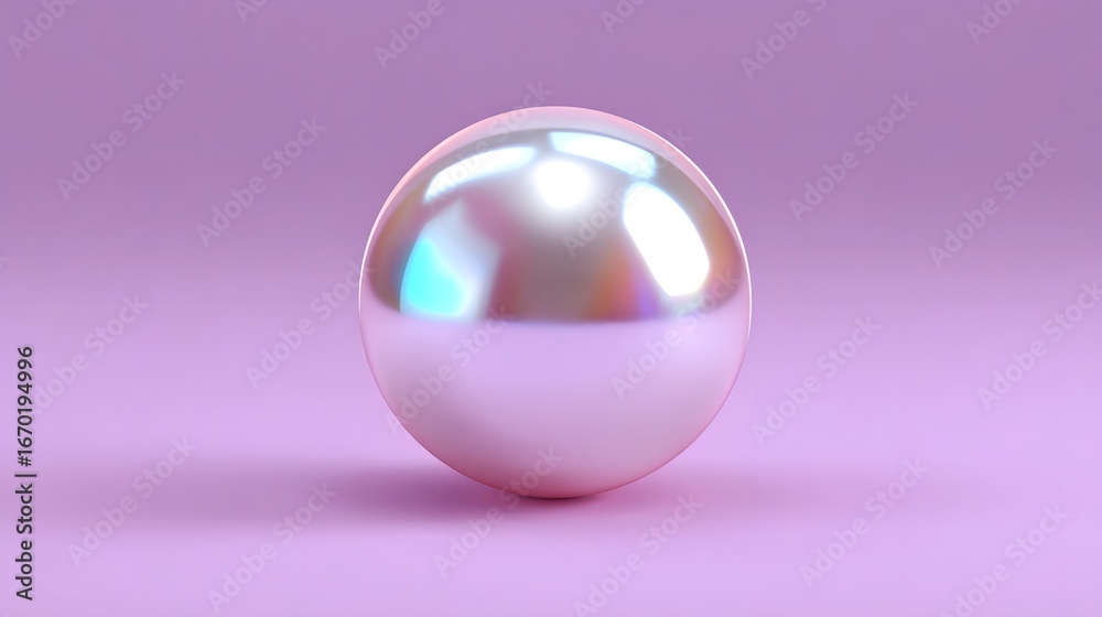 Obraz premium Glossy, reflective iridescent chrome sphere.