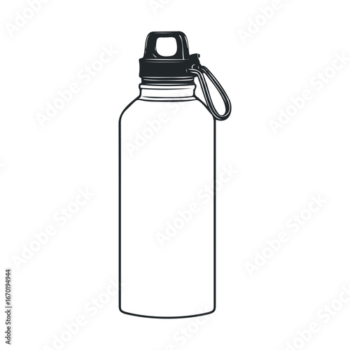 Insulated stainless steel water bottle with carabiner clip