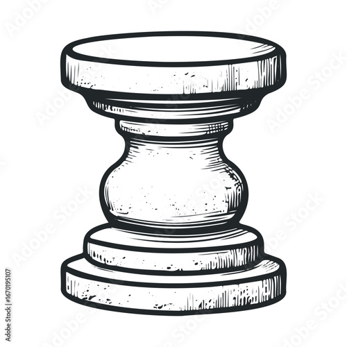 Vintage greco-roman inspired pedestal illustration with engraved details