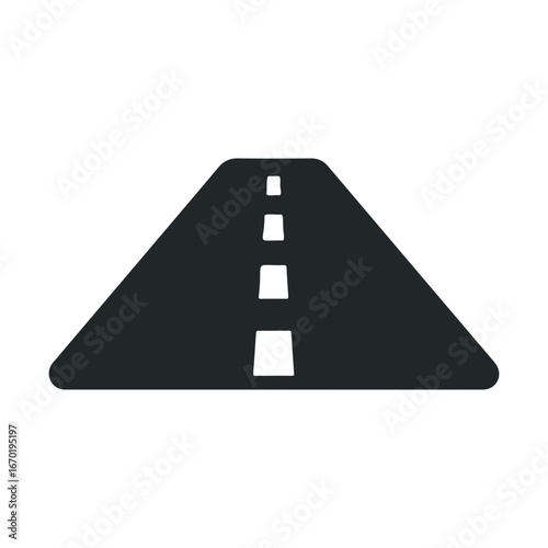 Simple black road icon on white background with median line