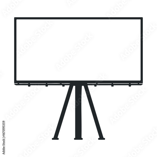Blank white billboard on triangular metal stand isolated on white background