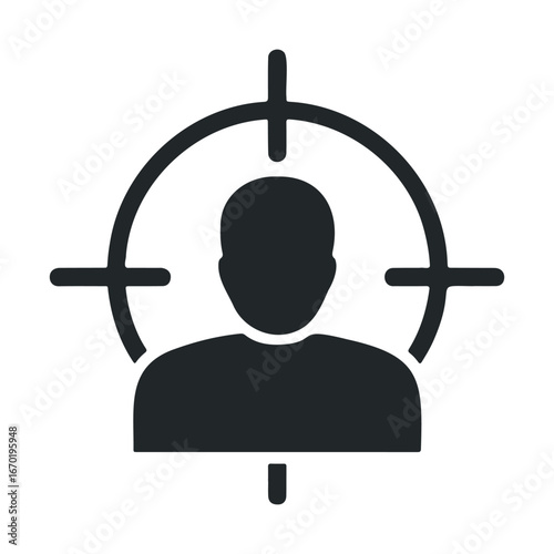 Silhouette of person in crosshairs icon