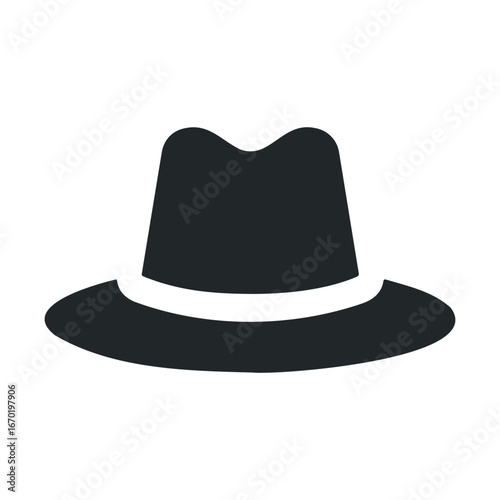 Simple silhouette of a classic fedora hat icon design