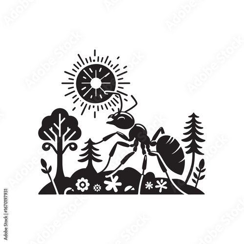 Worker Ant Vector Silhouette, Nature Graphic