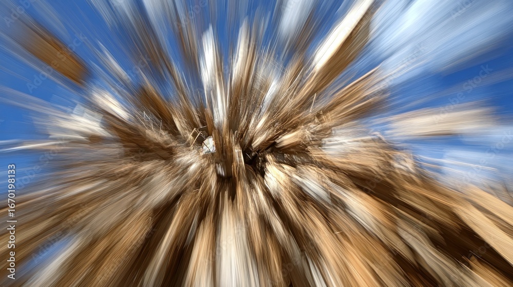 Naklejka premium Abstract Palm Tree Zoom Burst, Artistic Impression of Nature's Power and Dynamism