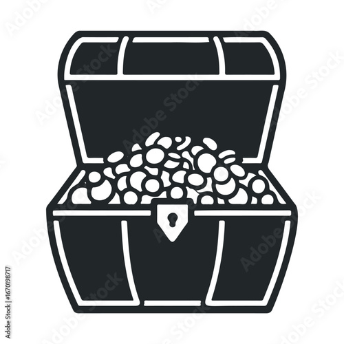 Treasure chest filled with gold coins and gems