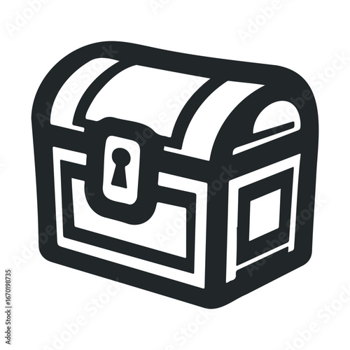 Black and white icon of closed treasure chest with lock
