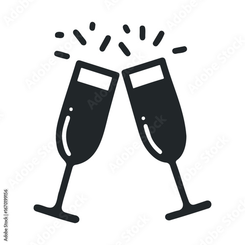 Icon of clinking champagne glasses celebrating a special occasion
