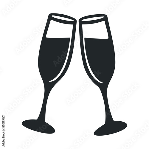 Celebratory toast: two champagne glasses clinking in festive cheers