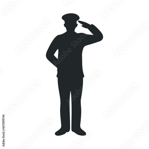 black silhouette saluting officer on white background clip art preview