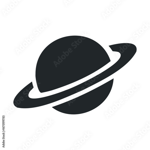 Minimalist black and white saturn icon with rings