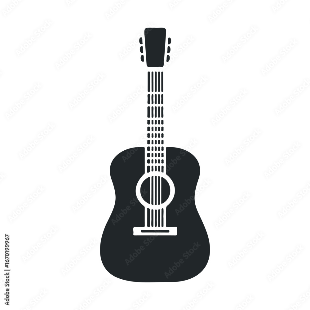 Obraz premium Silhouette of acoustic guitar icon on white background