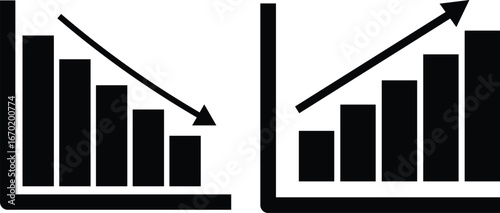 Business graphs and charts icons. a business graph with arrow design.
