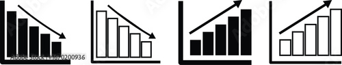 Business graphs and charts icons. a business graph with arrow design.
