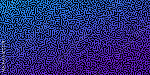 Abstract Reaction-diffusion Turing pattern natural texture purple and blue gradient color scheme. Linear design with biological algorithm psychedelic background. Reaction-diffusion or truing patter	