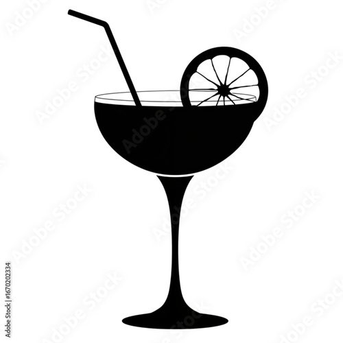 Refreshing cocktail with lemon slice and straw, perfect for summer parties and events