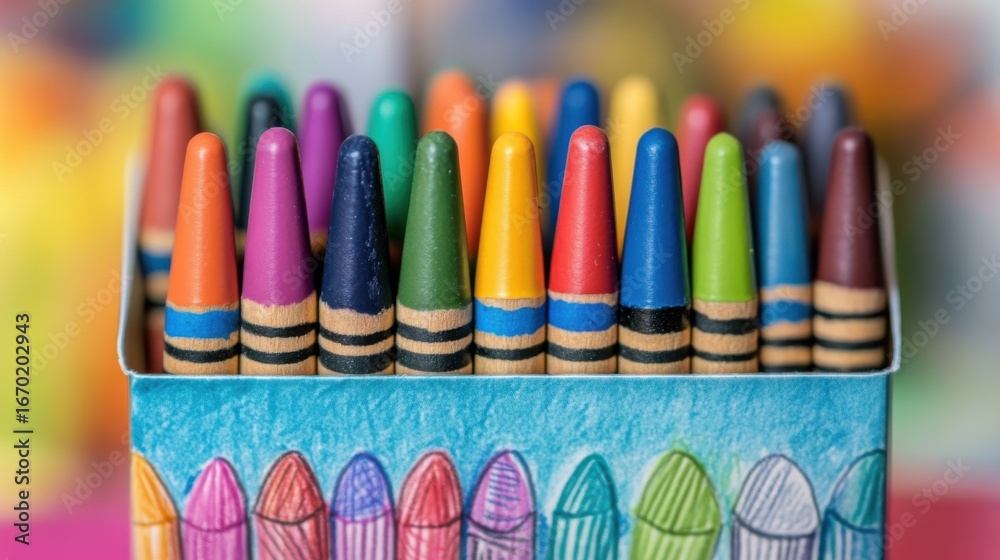 Fototapeta premium Box of Various Colored Crayons