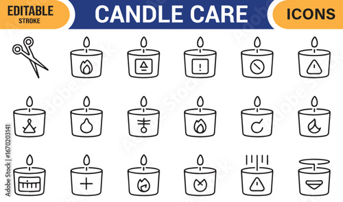 Candle Care and Safety Tips: Editable Icon Set for Designers
