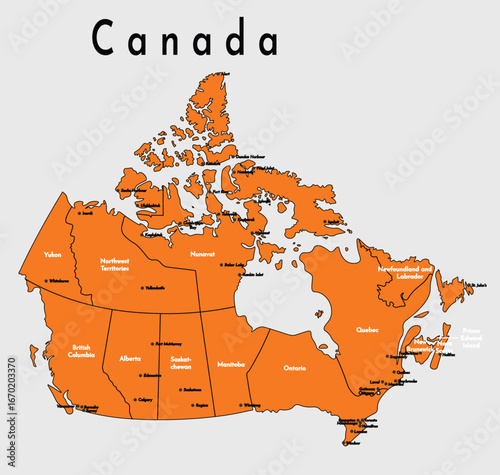  Detailed Political Map of Canada with Provinces and Capital. Canada Physical Map with Major Cities and Landforms. 