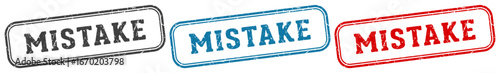 mistake stamp. mistake rectangular stamp set isolated on white background