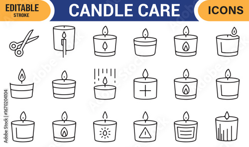 Line Icons for Candle Safety: From Lighting to Extinguishing