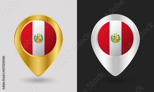 Free Download Gold and Silver Peru Flag Map Pin Icon - GFXLoad