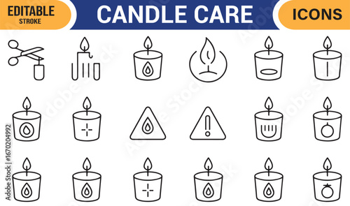 Editable Candle Care Icons for Proper Candle Usage and Maintenance