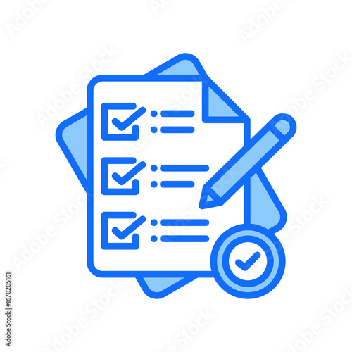 Checklist Approval blue color icon