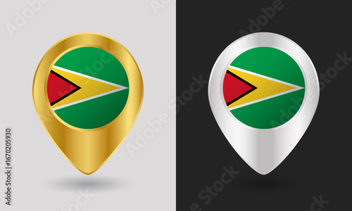 Gold and Silver Guyana Flag Map Pin Icon Free Download Gold and Silver Guyana Flag Map Pin Icon - GFXLoad