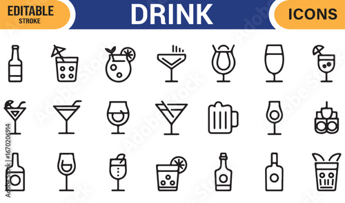 Variety of Drink Icons for Bar, Restaurant, and Pub Use