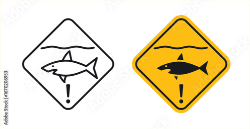 Shark warning signs graphic vectors