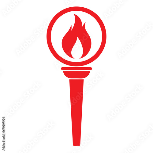 Red Olympic Torch Flame Icon on White Background fire symbol
