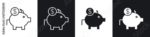 Piggy bank icons graphic vectors