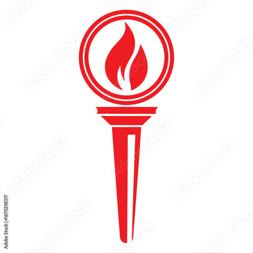 Red Torch Flame Symbol on White Background fire 1