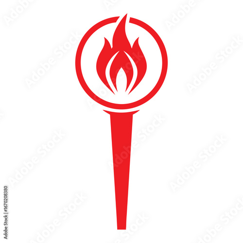 Red Torch Flame Symbol on White Background fire 2