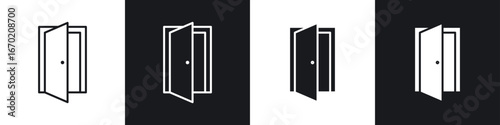 Open door icons graphic vectors