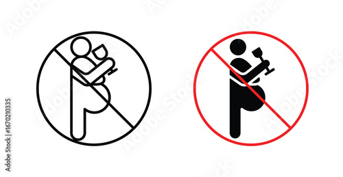 No alcohol during pregnancy period sign graphic vectors