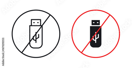 No USB flash drive sign graphic vectors