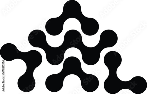 Meta balls pattern. Black connected dots, liquid drops or amorphous shapes. Abstract point metaball dot pattern background vector illustration.
