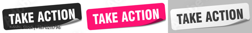 take action sticker. take action sticker set on white background