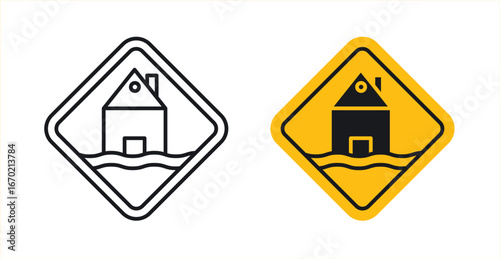 Flood disaster signs graphic vectors