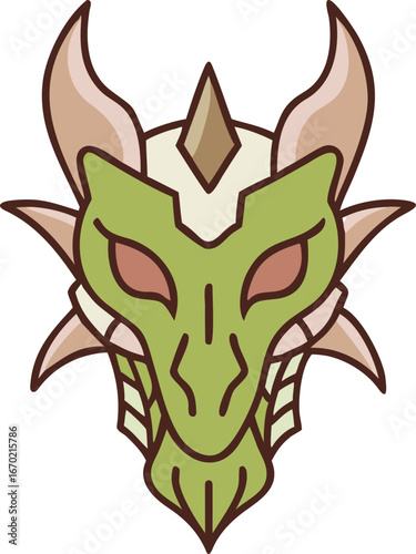 Majestic Dragon's Portrait: A vibrant illustration showcasing the regal head of a dragon, featuring detailed scales, sharp horns, and piercing eyes. It captures a sense of mystique and fantasy.