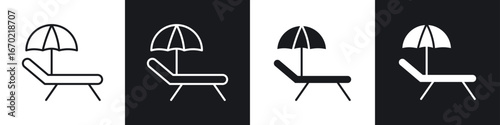 Beach chair with umbrella icons graphic vectors