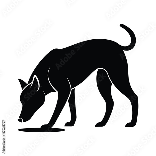 Dog sniffing the ground black silhouette icon