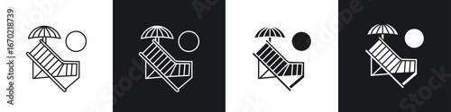Beach chair icons graphic vectors