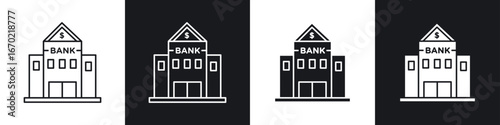 Bank building icons graphic vectors